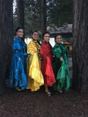 Students posing after a performance representing the region of  Michoacan Tierra Caliente 