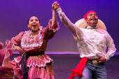 UCSC mainstage couple giving gritos while dancing the region of Durango